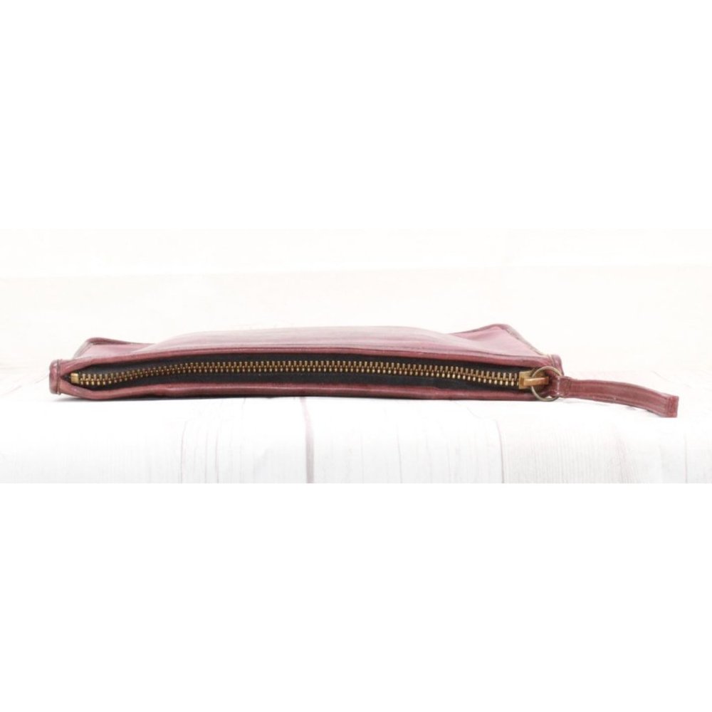Vintage Coach Maroon Leather Tablet Sleeve Purse Wristlet Bag - Picture 6 of 8